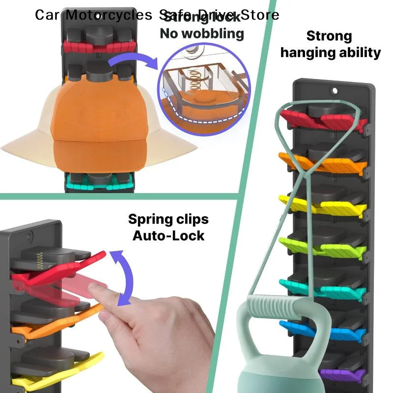 CMHat Organizer Baseball Caps Built-in Spring Clips Adjustable