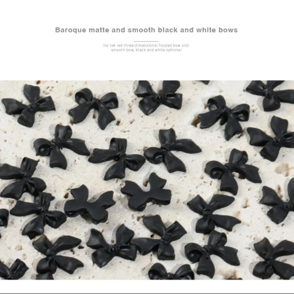 50pcs 3D Nail Art Bowknot Resin Bow Nail Art Decoration Black and White Elegant Nail Decoration Manicure Ornament Zpaxo