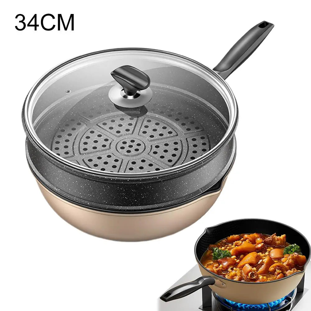 Honeycomb Nonstick Wok – Multi-Functional Fry Pan, All Stoves Nonstick Wok Pan Zpaxo K