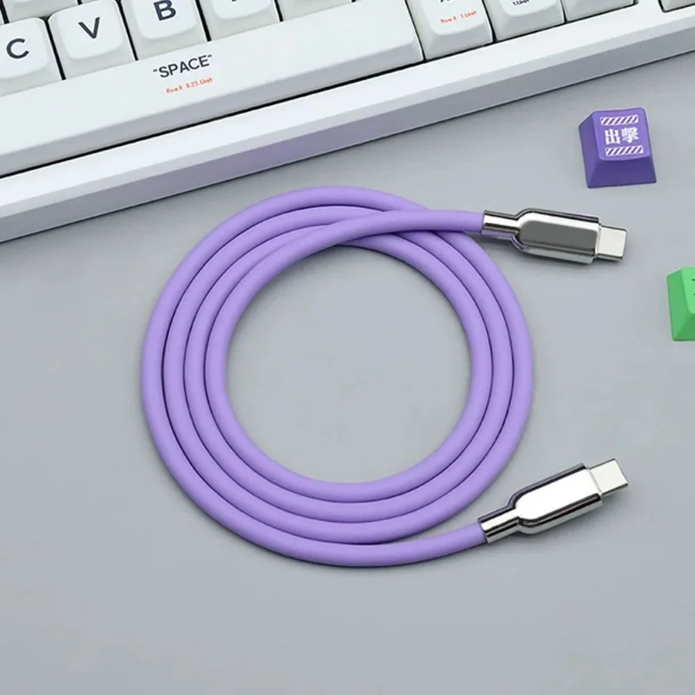 240W PD3.1 USB-C Fast Charging Cable – Liquid Silicone Cord USB-C Charging Cable Zpaxo PURPLE 0.5m