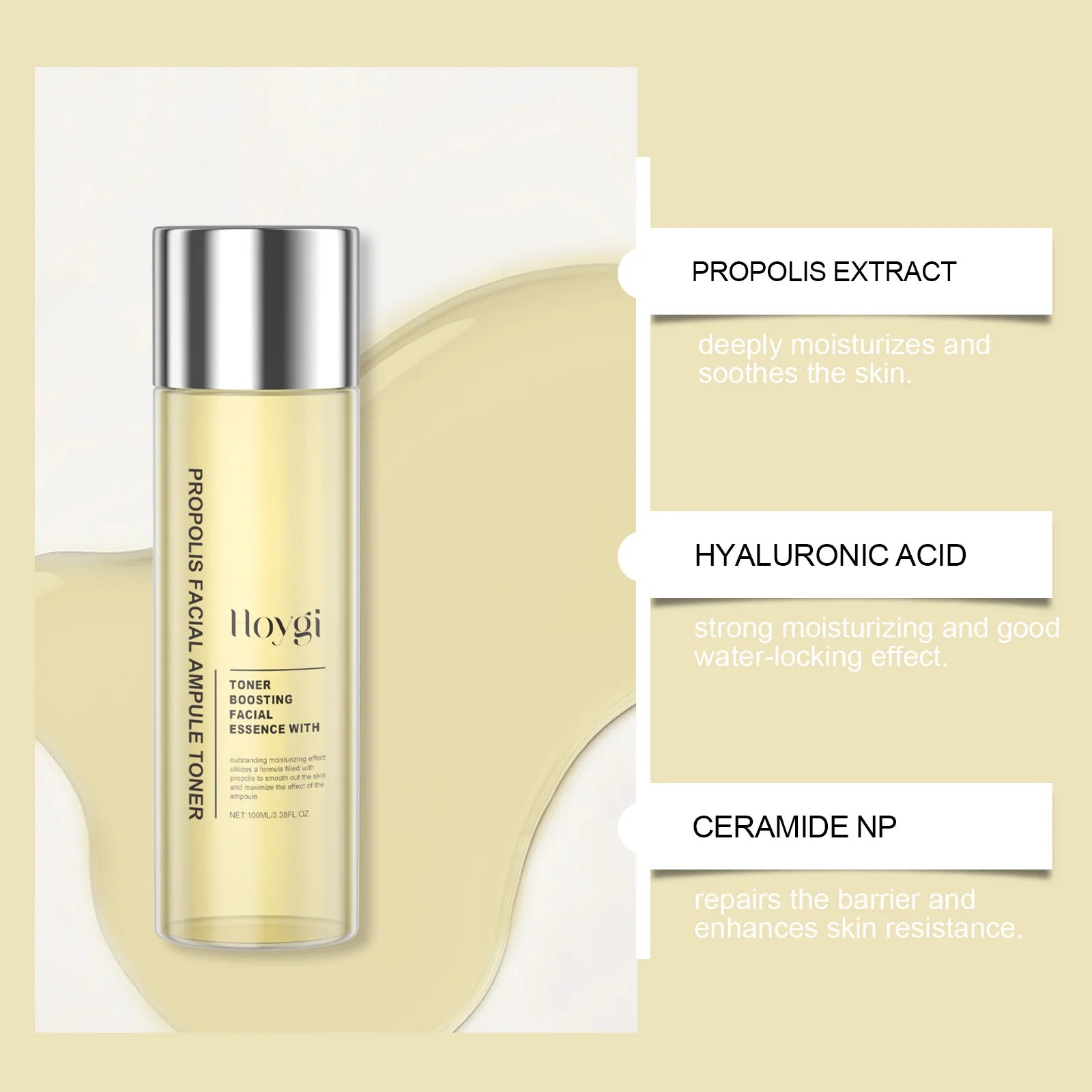 Hoygi Honey Ceramide Toner Hydration Boost Skin Barrier Repair Soothing Fast Absorbing Non-Sticky All Skin Types Zpaxo