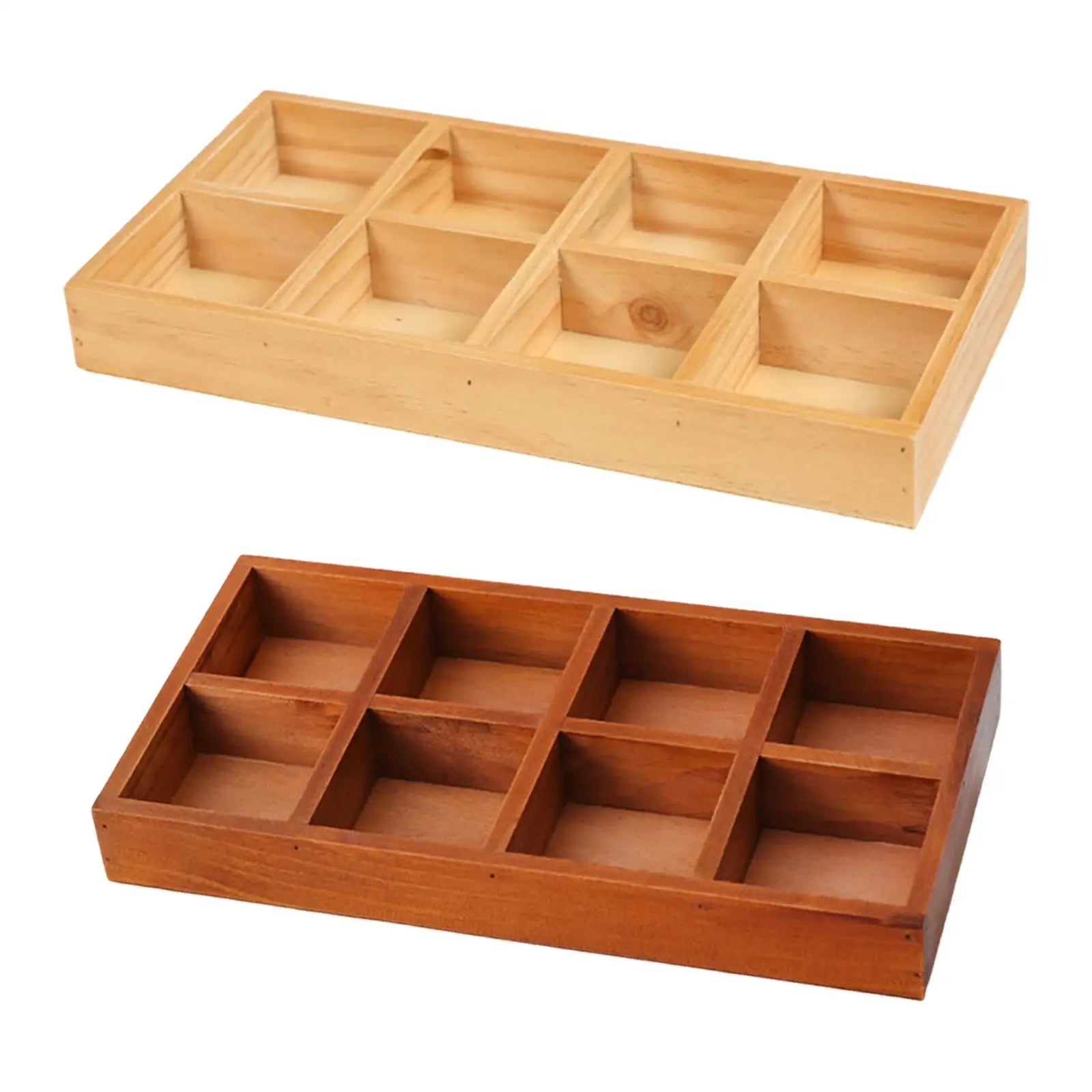 8-Grid Wooden Divided Storage Box – Jewelry & Flowerpot Tray Wooden Storage Organizer Zpaxo