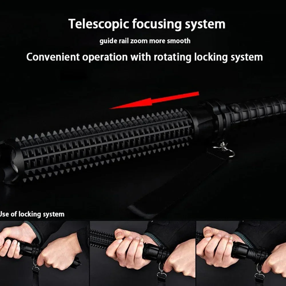 Tactical LED Flashlight – Telescopic Zoom, 3 Modes, Aluminum Alloy