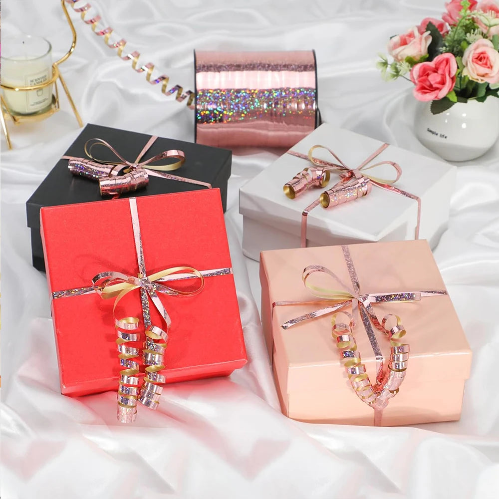1 Roll 250 Yard Rose Gold Curling Ribbon Balloon String Crimped Shiny Metallic Roll for Gift Wrapping Birthday Wedding Party Zpaxo