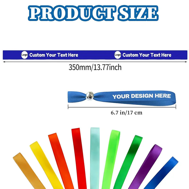 50Pieces Customizable Cloth Wristbands Personalise Logo Fabric