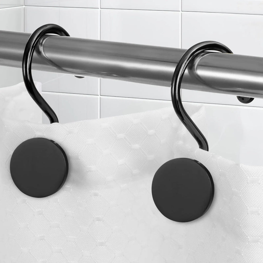 Shower Curtain Hooks Iron Black Simple Elegant Bathroom Holders Heavy