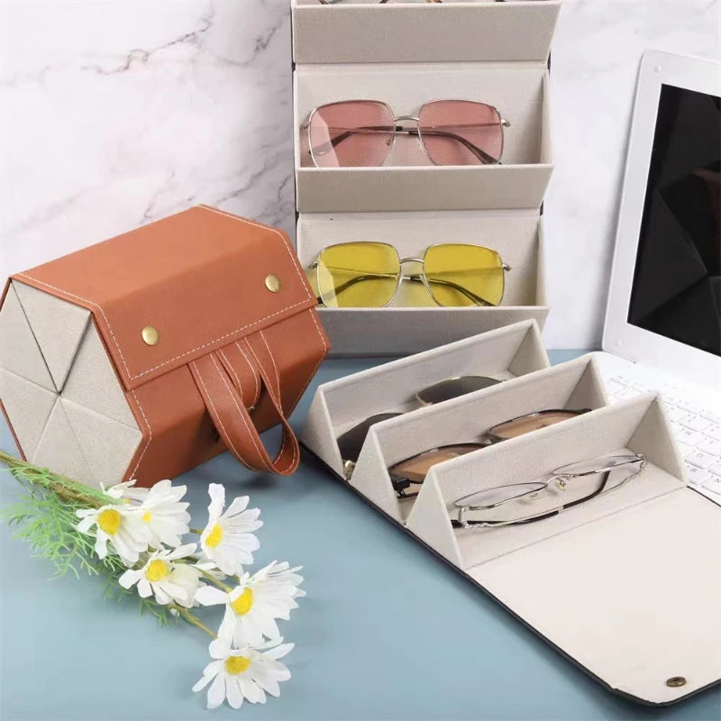 2/3/4/5/6 Grids Sunglasses Organizer Travel Organizers Accessories Storage Box for Glasses Portable FoldableWall Hanging Case Zpaxo