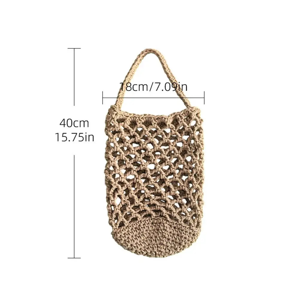 Wicker Weave Storage Basket Wall-mounted Vegetable Basket Fruit Sundry Basket Kitchen Storage Home Decoration Organizer Zpaxo M