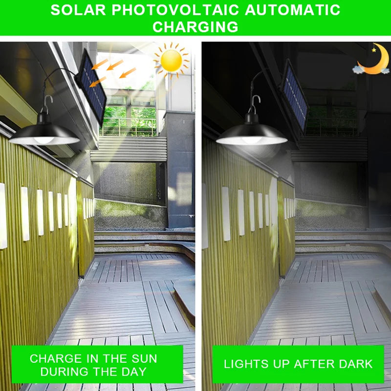 Solar Pendant Light Outdoor Indoor 2400mAh Shed Lights Remote Control Zpaxo