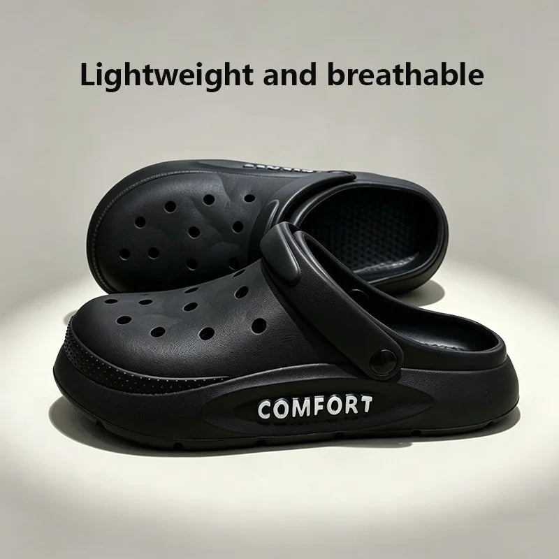 Women's Men's Slippers Summer Anti-Slip Couple Hollow Covered Toe Indoor Outdoor Casual Thick Bottom Sandals for Home Adults Zpaxo