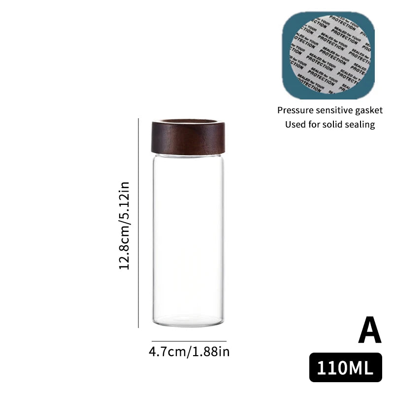 CMMini Wood Lid Coffee Beans Storage Container Tube Kitchen Sealed Zpaxo 110ML A