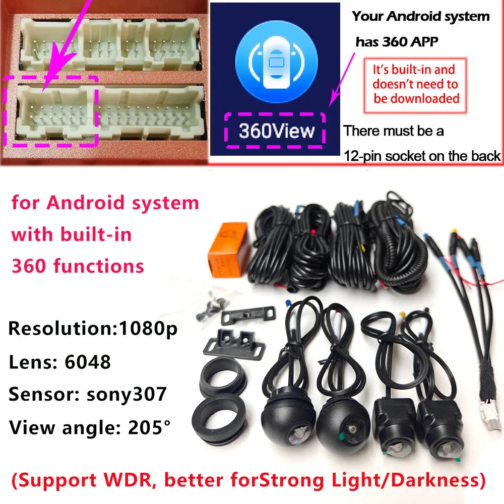 Car 360 Panoramic Camera SN307-6048 WDR Technology 1080P HD Zpaxo SONY WDR 1080P