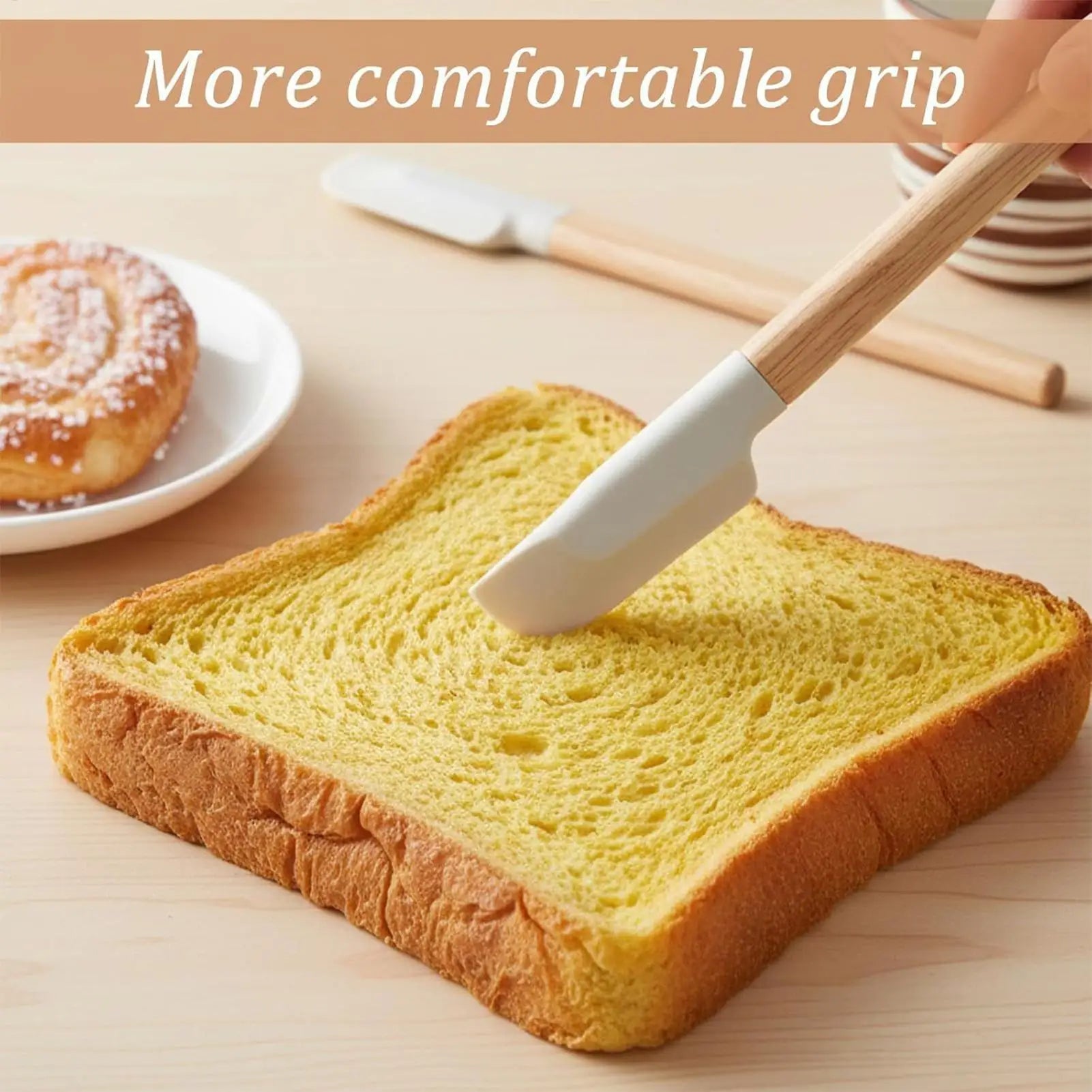 Wooden Handle Spatula Silicone Kitchen Utensils Heat Resistant Baking