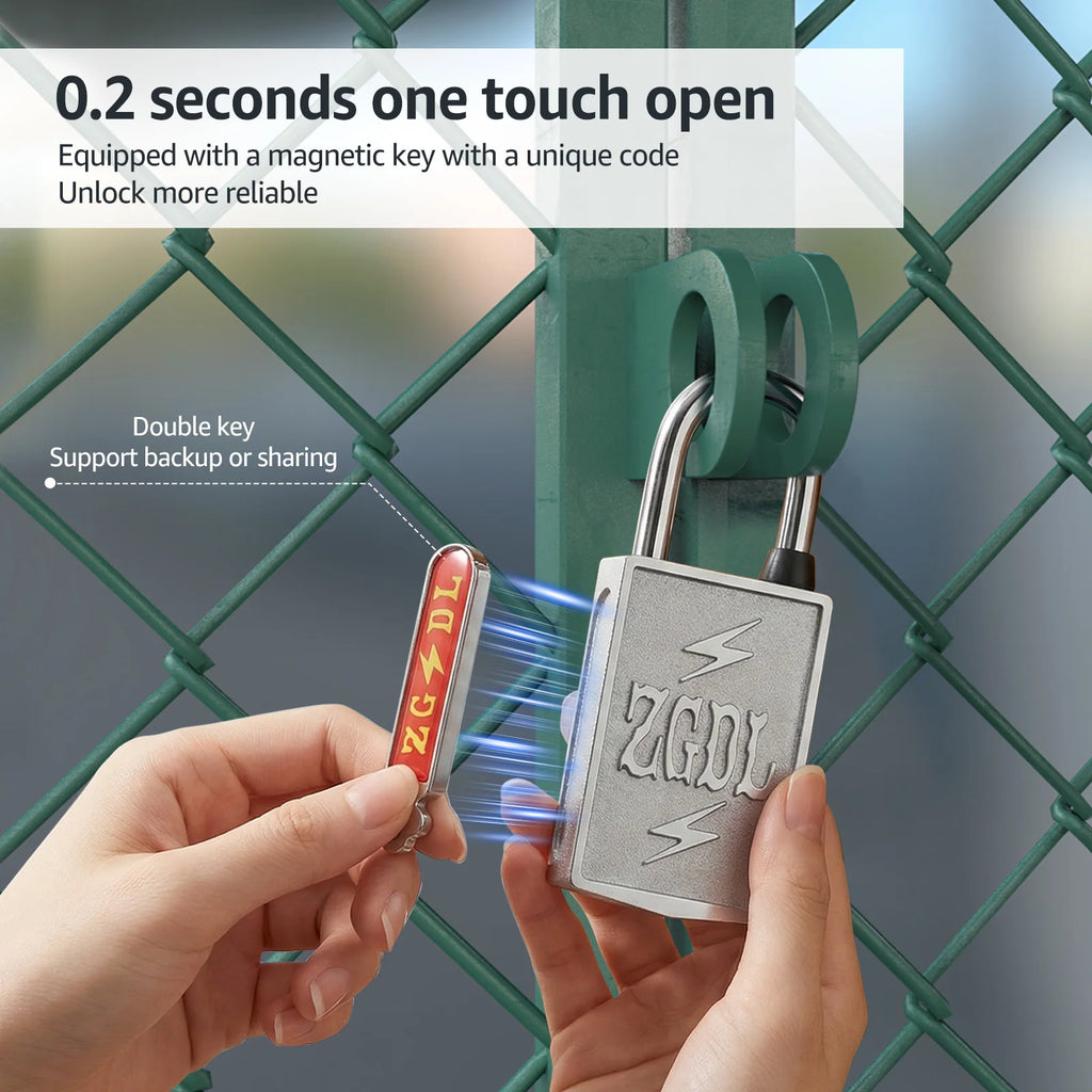Keyless Hole Magnetic Padlock Anti-Theft 304 Stainless Steel High-Security Magnetic Strip Key Secure Lock for Electrical Meter B Zpaxo