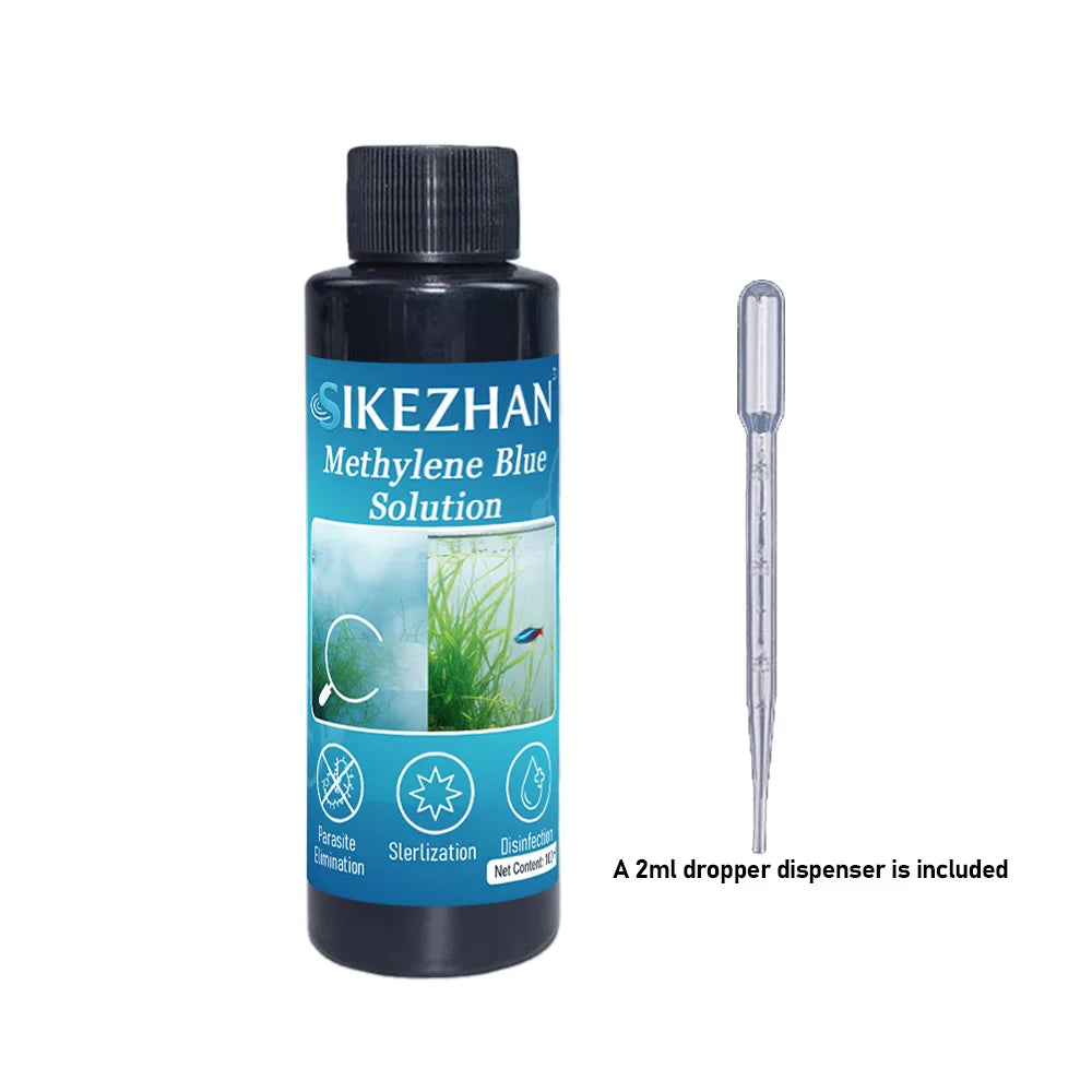 101ml Methylene Blue Solution Ornamental Fish for Aquarium Removal of White Spots and Fish Disease Medicine Koi Goldfish Betta Zpaxo 1pcs
