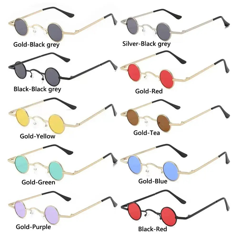 Retro Candy Color Metal Frame Punk Small Round Sunglasses Sun Glasses Shades Zpaxo