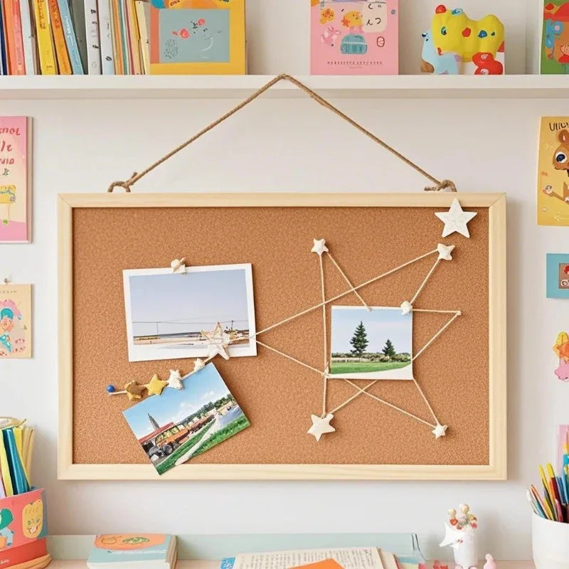 Retro Cork Board Frame Advertising Display Single-sided Photo Wall