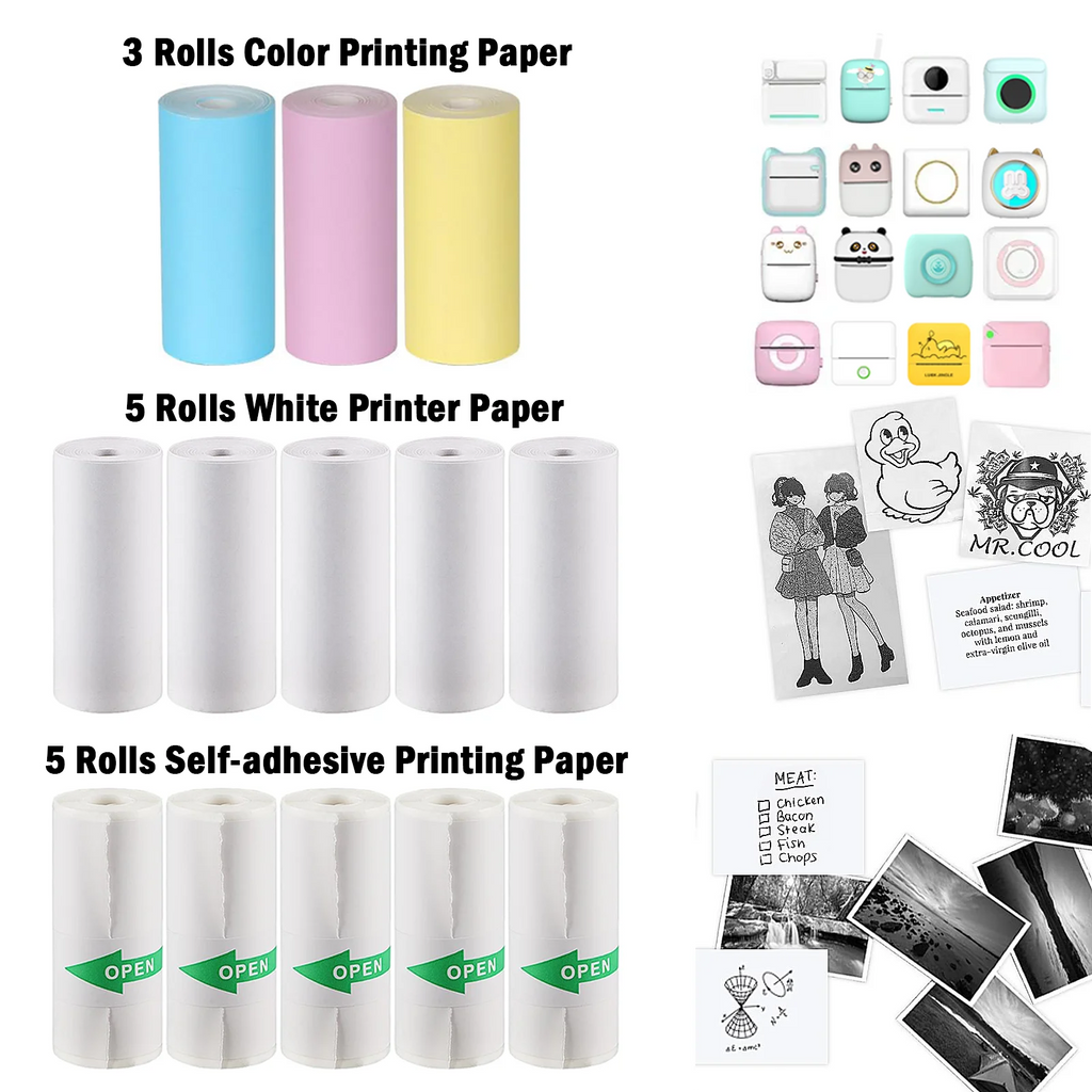 57mm Colorful Thermal Label Sticker Paper – Bluetooth Inkless Printer Thermal Label Paper Zpaxo