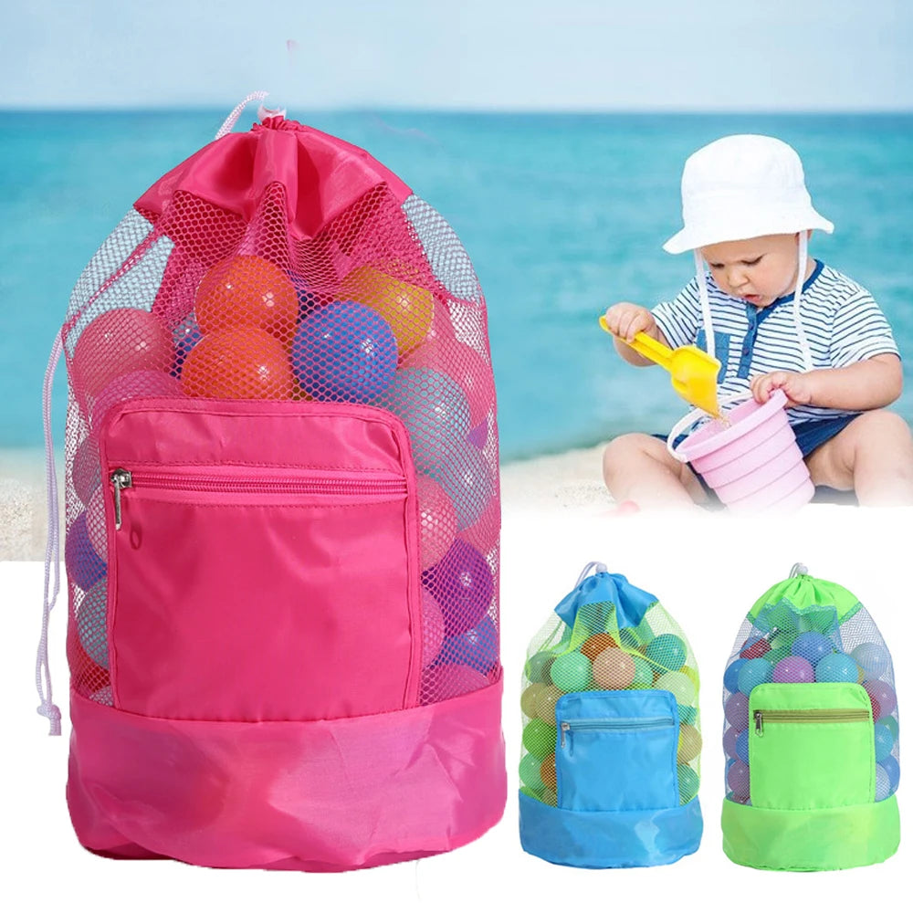 Foldable Beach Toy Bag Storage Pouch Tote Mesh Travel Organizer