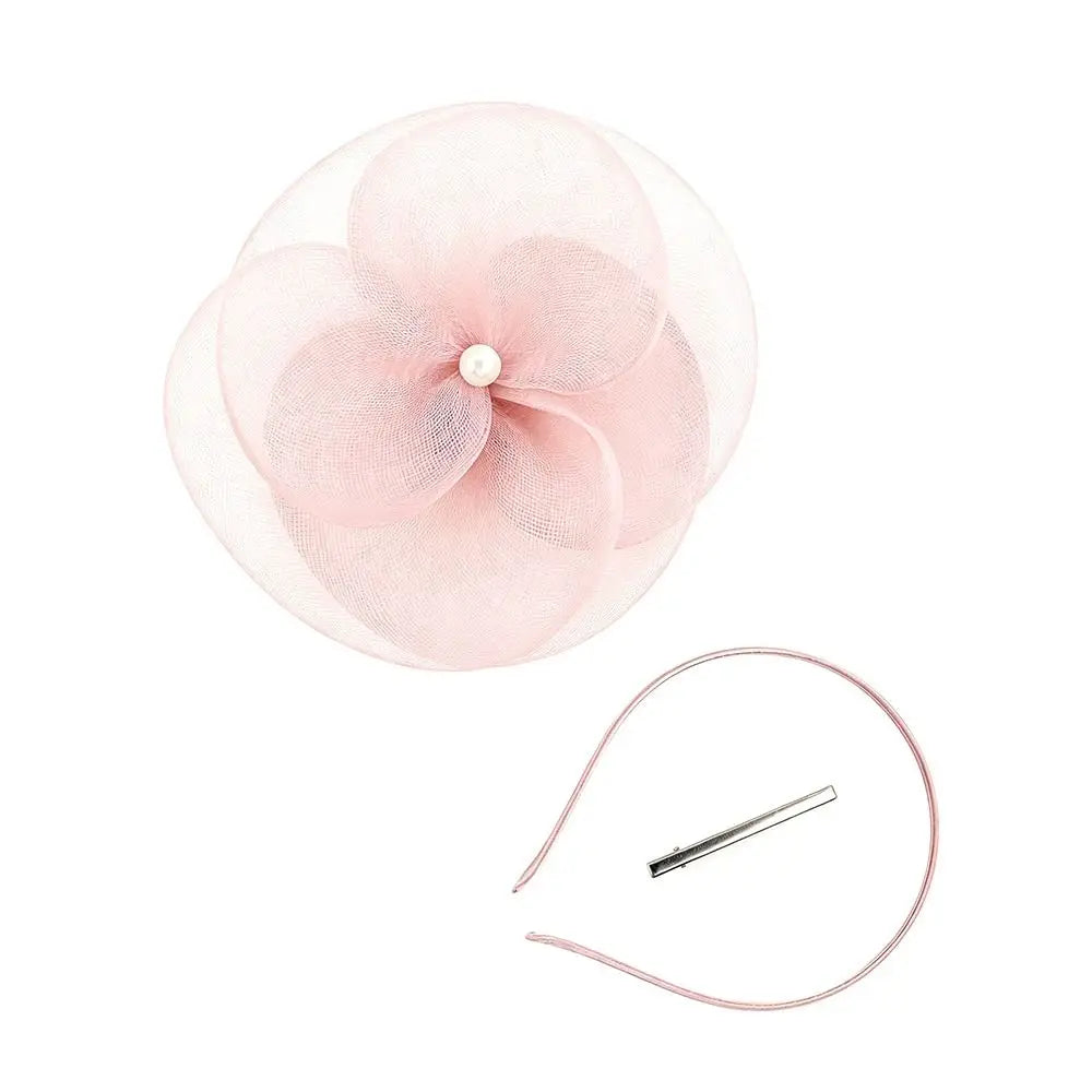 New Mesh Fascinator Hat Multipurpose Pearl Women Headband Hair Hoop Bridal Wedding Zpaxo