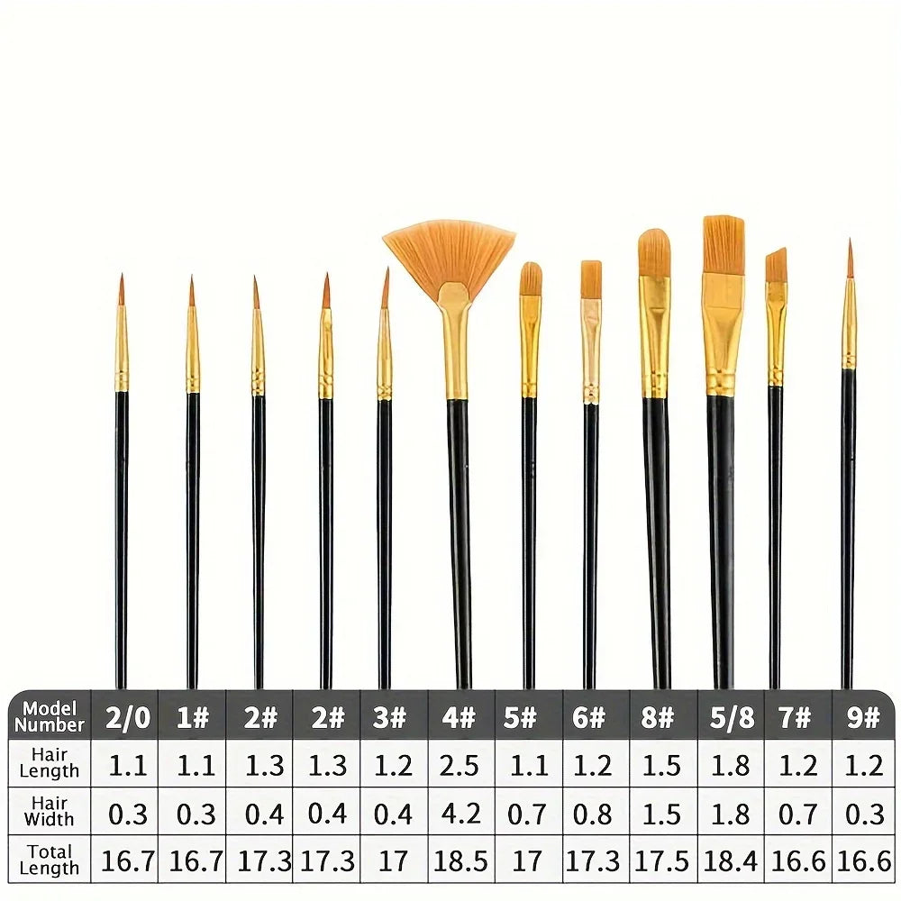 Nylon Paint Brush Set – Acrylic, Watercolor & Oil Painting