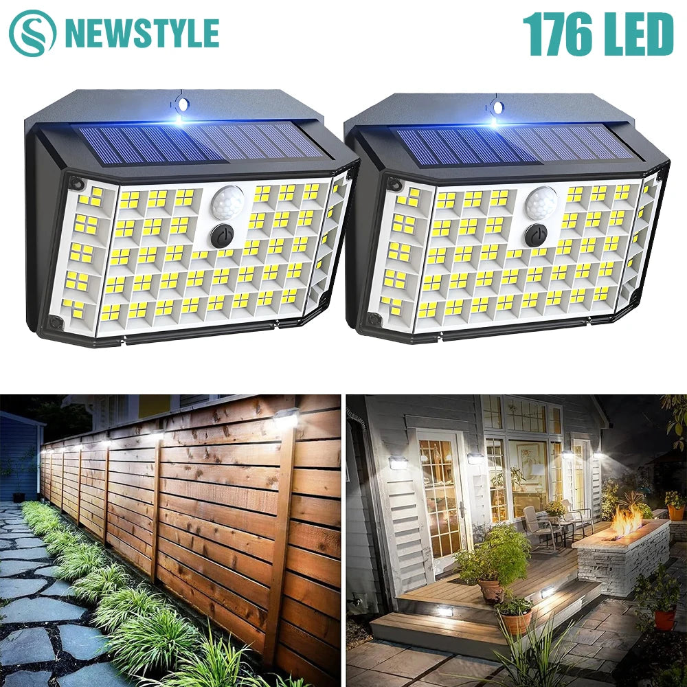 Solar Lights Outdoor Motion Sensor Solar Security Lights IP65 Waterproof with 3 Lighting Modes Powered Wall Lights Outside Zpaxo