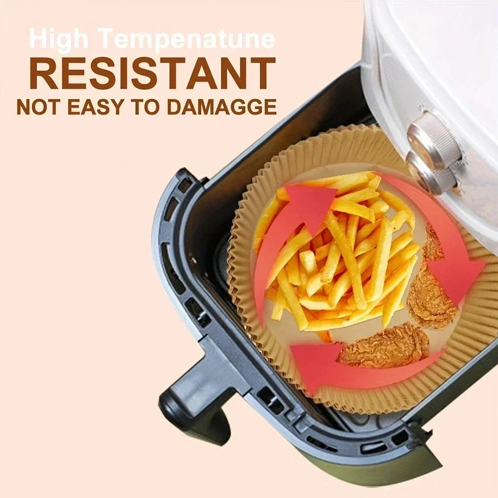 50pcs/Set Air Fryer Disposable Paper Parchment Wood Pulp Steamer Cheesecake Air Fryer Accessories Baking Paper For Air Fryer Zpaxo
