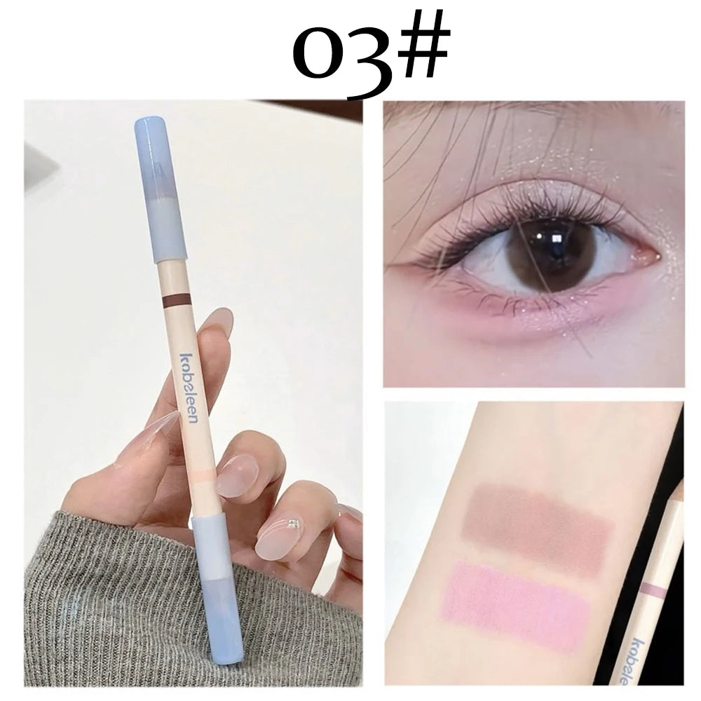 Dual-Ended Aegyosal & Highlighter Pencil Nude Pink Brighten Waterproof Lying Silkworm Pencil for Under Eye Shadow Makeup ﻿Stick Zpaxo 03