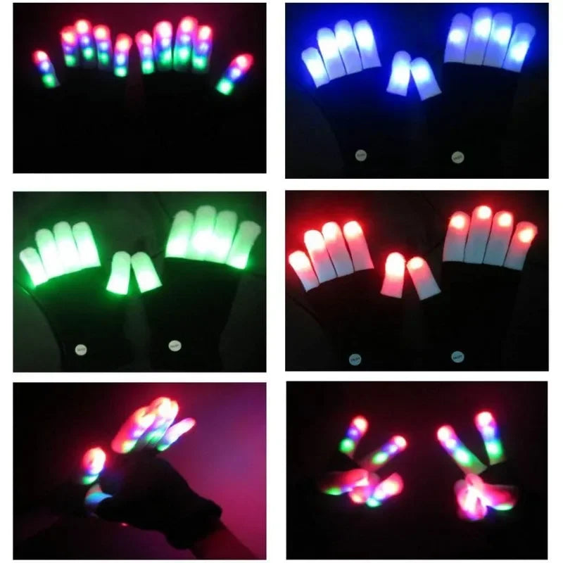 LED Flashing Glow Gloves – 6-Mode Light-Up Rave Party Gloves