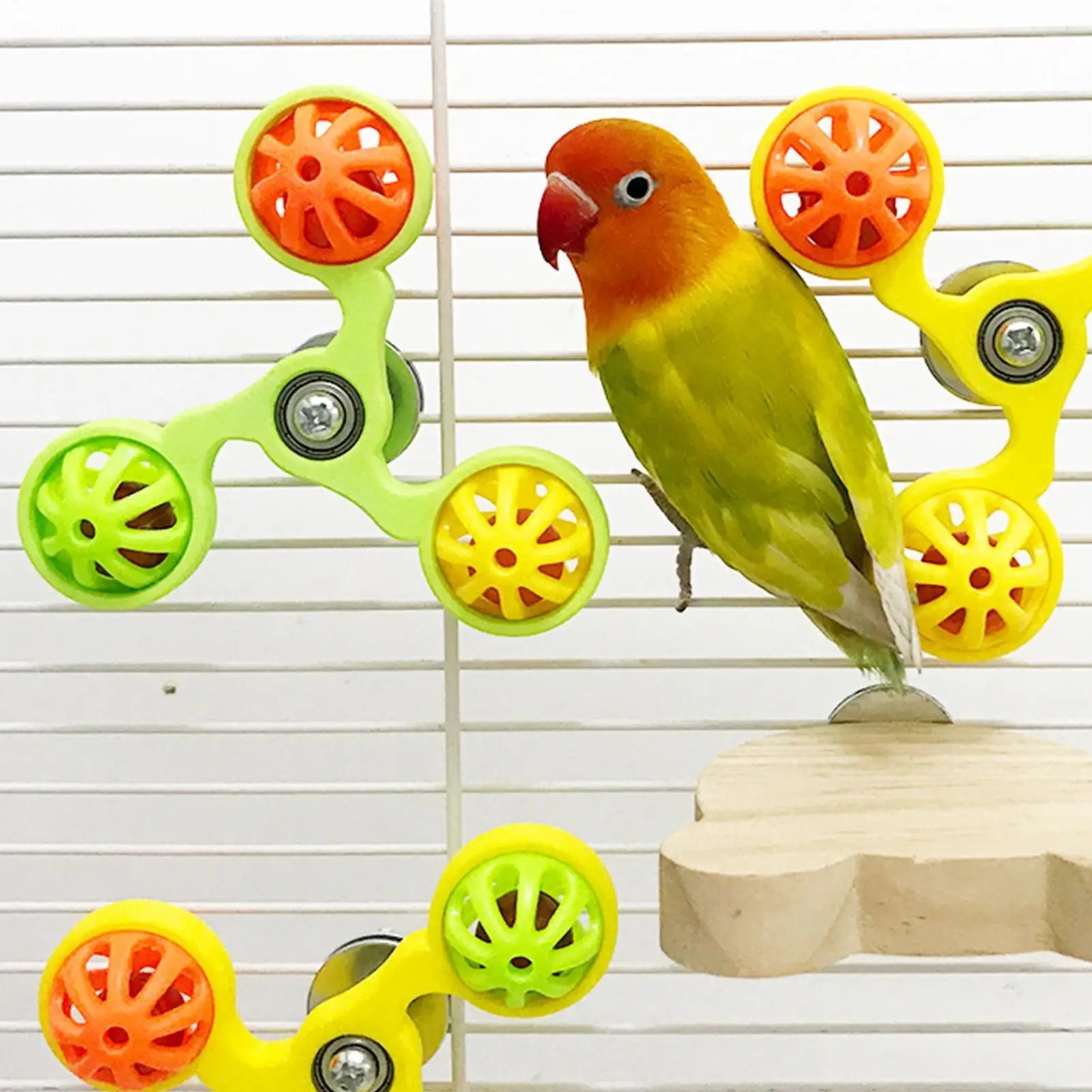 Bird Toys Parakeets Rotating Windmill 3 Bells Fun Cage Small Parrot
