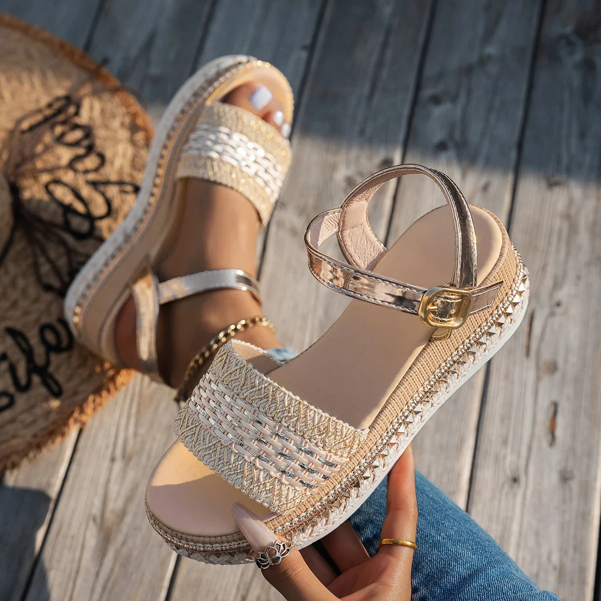 Women Sandals 2025 New Casual Luxury Flat Sandals Women Trend Platform Shoes for Women Designer Fashion Shoes Sandalias De Mujer Zpaxo