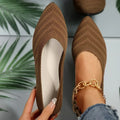 2024 Pointed Toe Flat Office Boat Solid Knitted Slip Shoes Casual