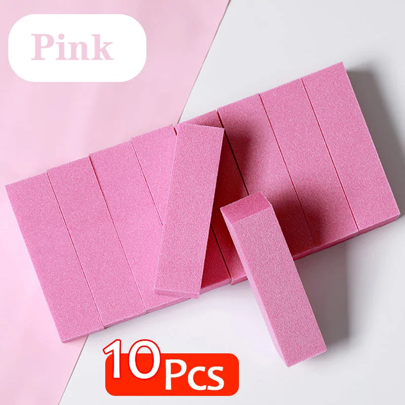 Pink Buffing Sanding Files Block Pedicure Manicure Care Sponge Nail Art Buffer Grindig Polishing No Hurt Nail Art Tools Zpaxo 10PCs