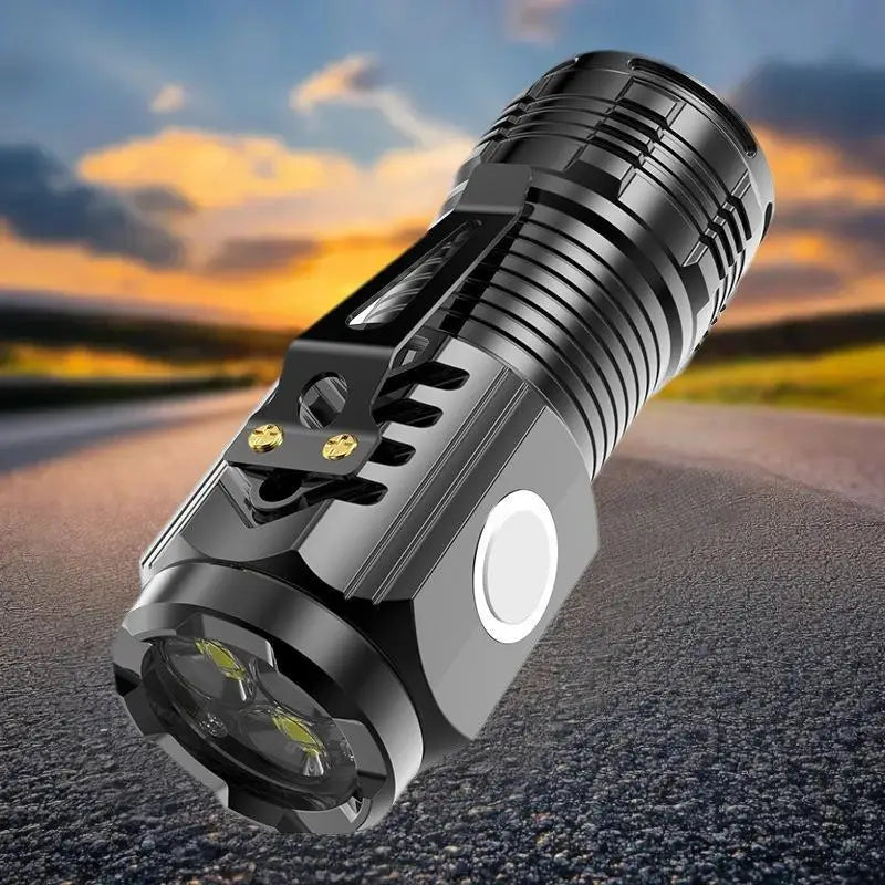 Compact LED Mini Flashlight Rechargeable Power 3-Eyed Tactical Torches Zpaxo 1