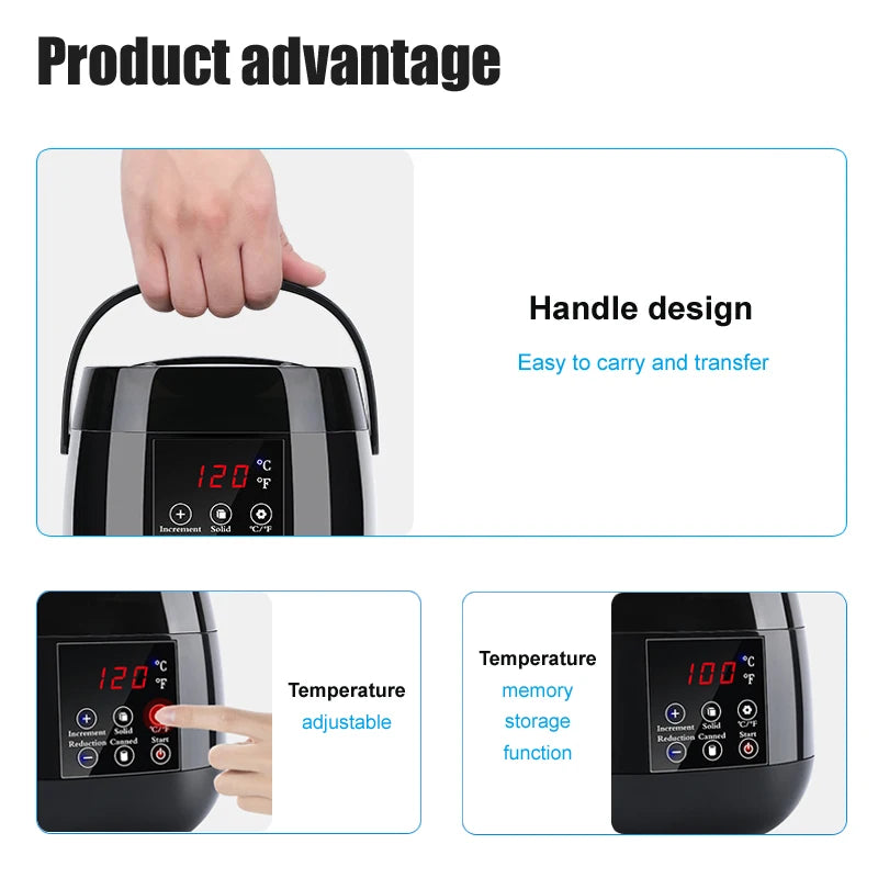 500ML Wax Heater For Hair Removal Wax Melting Warmer Pot with LCD Temperature Display Hard Wax Melter Professional Tool Zpaxo