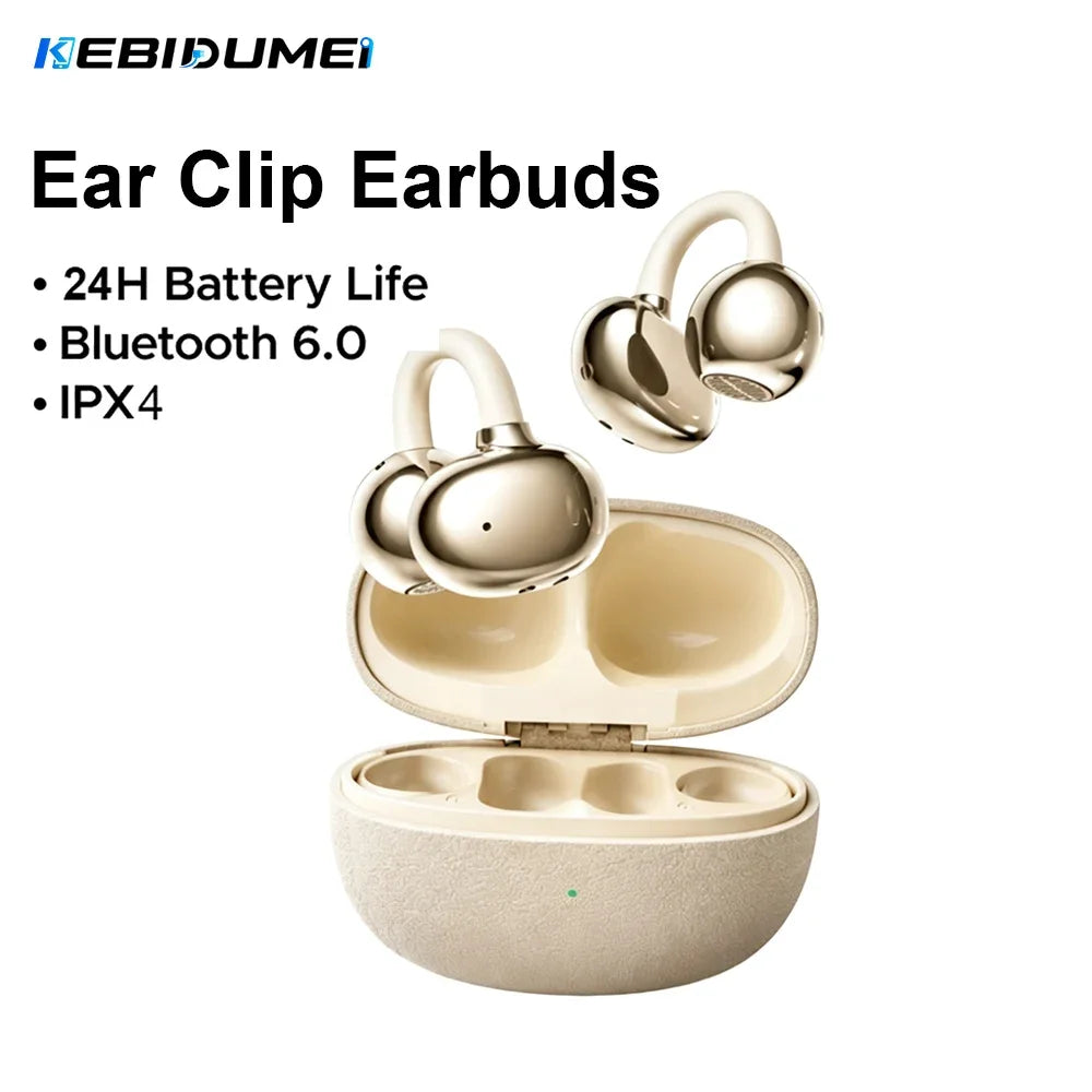 KEBIDUMEI Open-ear Wireless Headphones Bluetooth 6 0 Earphones Mic