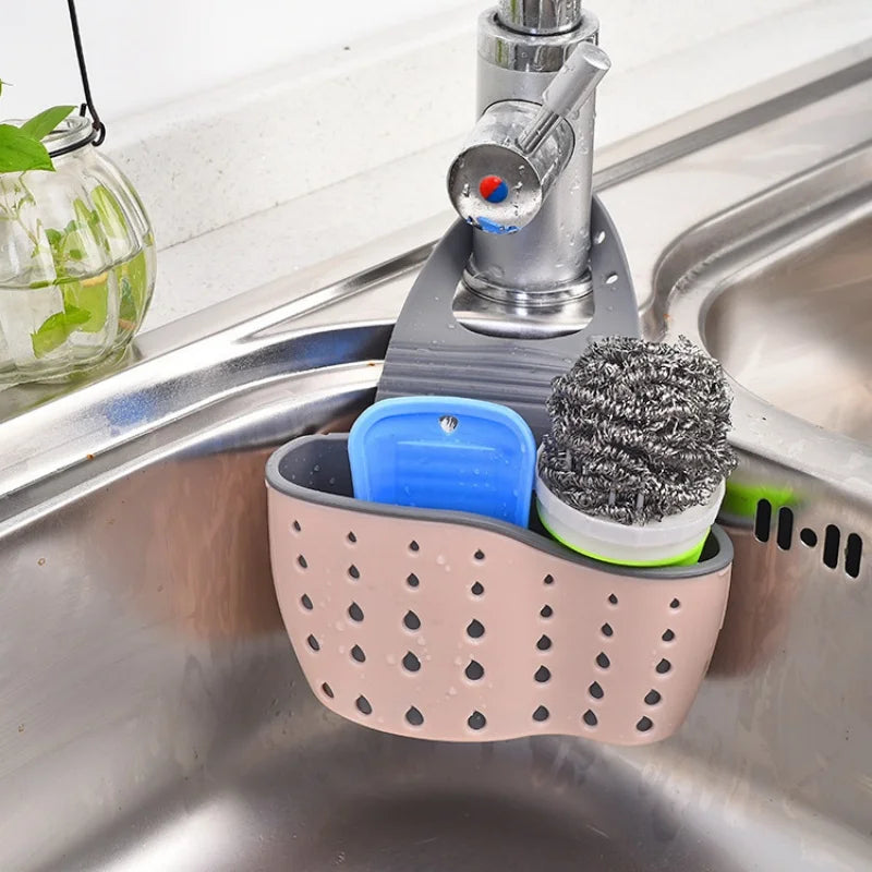 Adjustable snap-on sink draining hanging bag, double-layer draining for faucet sponge, kitchen storage rack Zpaxo