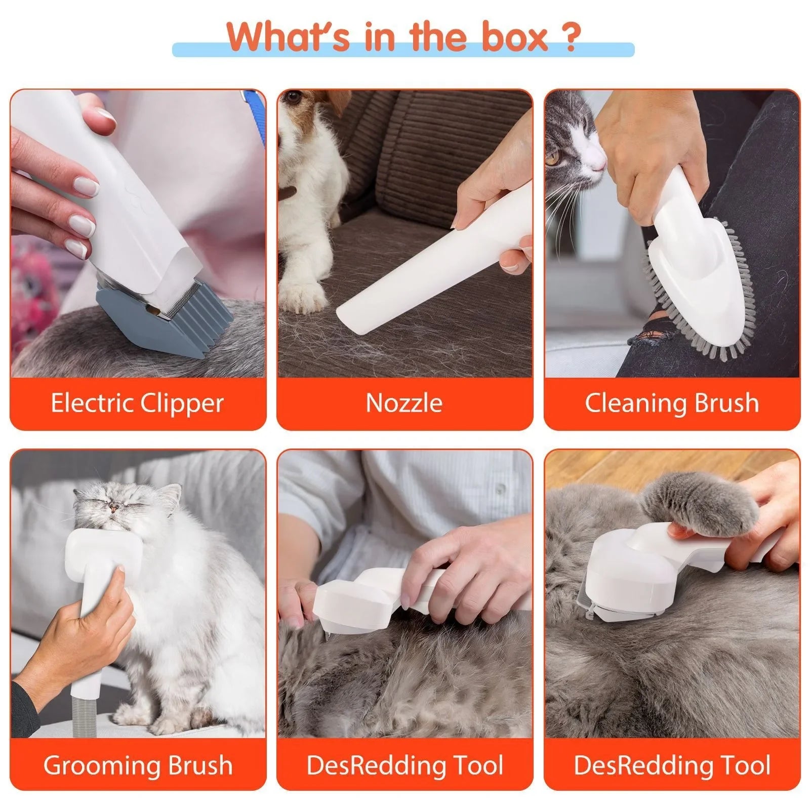 6 In 1 Pets Grooming Kits & Dog Hair Vacuum Powerful Suction for Long or Short Hair Dog Shavers Pet Vacuum Groomer for Dogs Cats Zpaxo