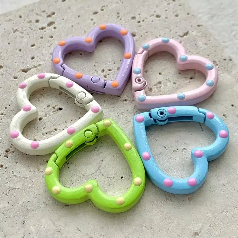 2/5pcs random Heart-Shaped Keychain with Spring Clip – Vibrant Alloy DIY Jewelry & Bag Charm by NADD VILLAGE Zpaxo
