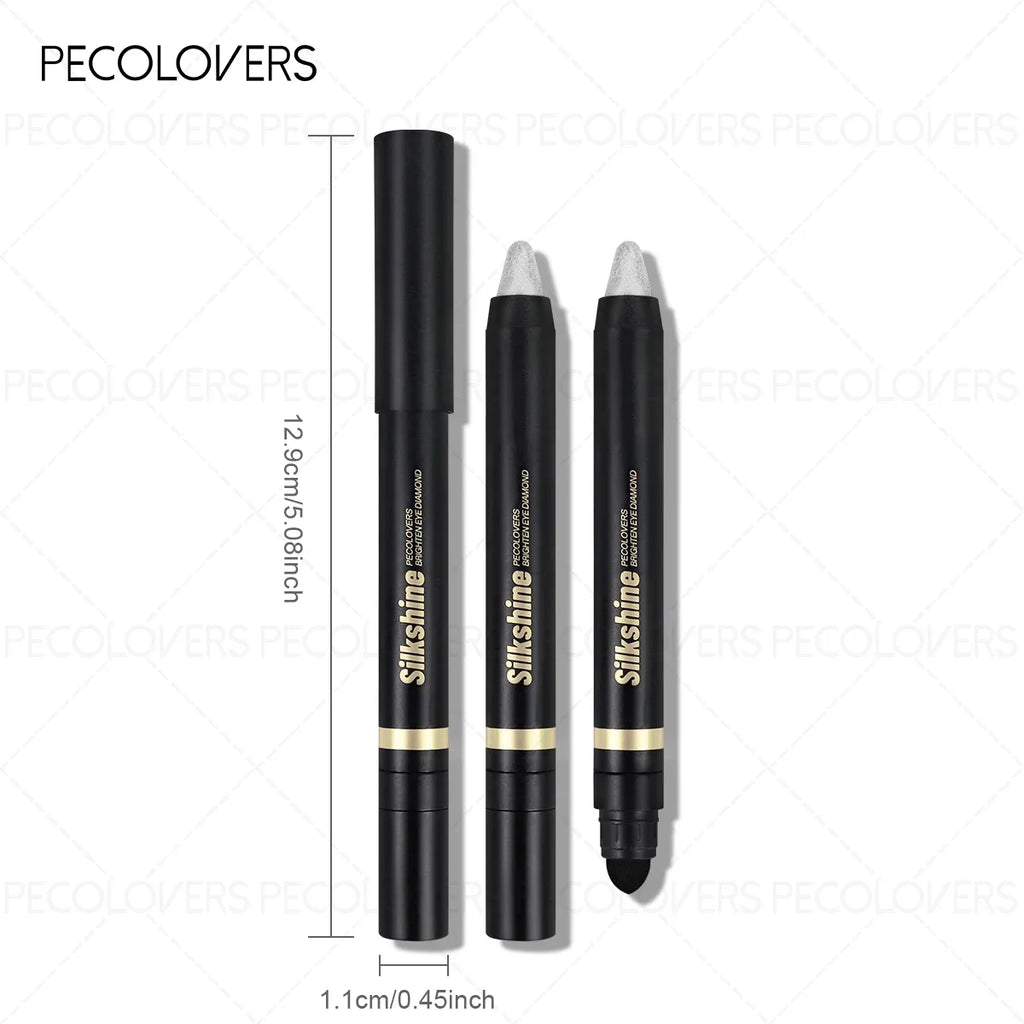 1PC Cream Glitter Eye Shadow Pen with Double-head Design, Pearlescent Glitter Finish, for A Charming Christmas Eye Makeup Zpaxo