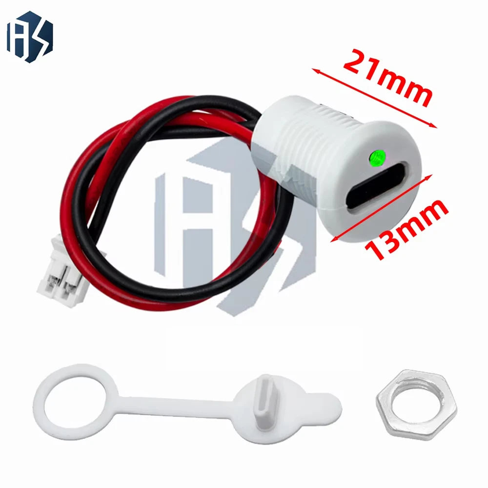 IP67 Waterproof USB-C Female Panel Mount Connector – Tool-Free Snap-Fit Enclosure with LED Power/Data Status Indicator Zpaxo