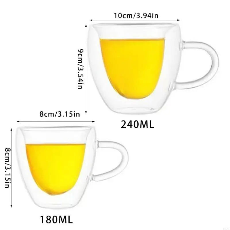 Heat Resistant Heart Glass Cup Double Layer Insulation Coffee Mug
