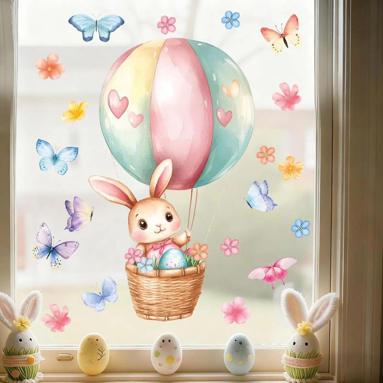 Easter Window Clings Spring Bunny Flower Butterfly Static Stickers