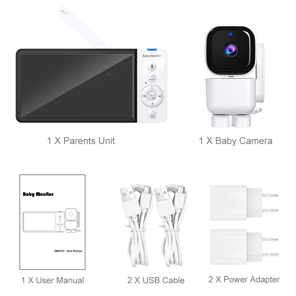 5 Inch Video Baby Monitor With Camera PTZ Zoom New Babyphone Cam IR Night Vision Surveillance Cameras Temperature Sensor Lullaby Zpaxo EU Plug