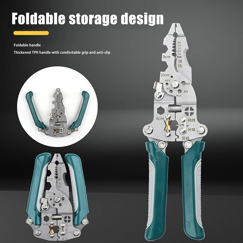 Multifunctional Foldable Wire Stripper Crimper Cable Cutter Pliers Zpaxo