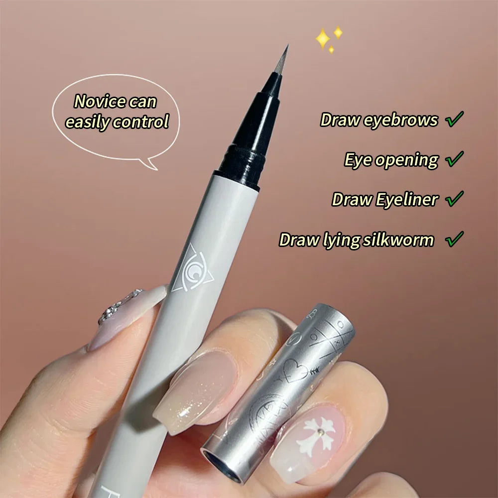 Liquid Eyebrow Pencil 4 Colors Very Fine Lying Silkworm Eyeliner Lasting Nature Water Proof Brown Gray Water-based Eyebrow Pen Zpaxo