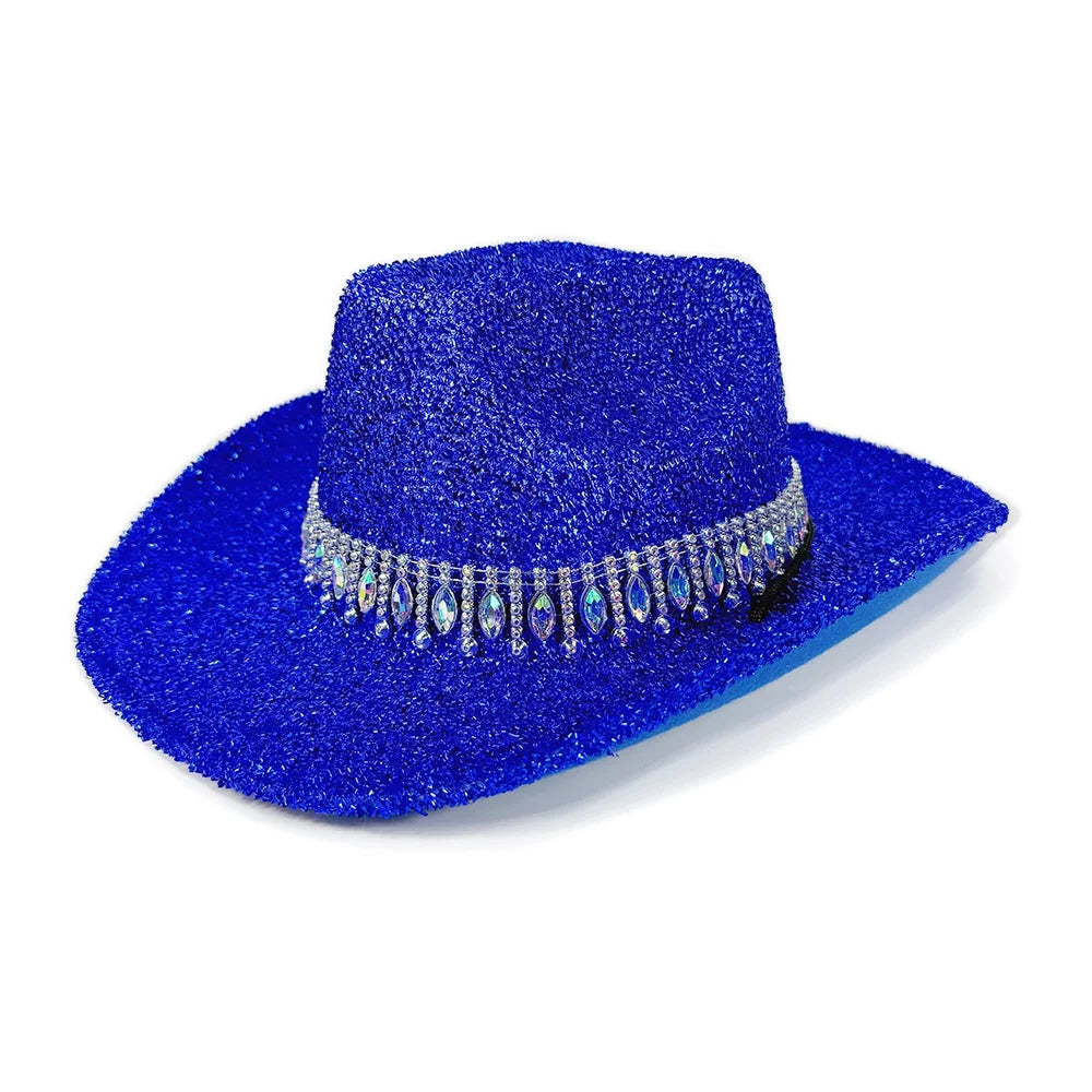 Women's Rhinestone Cowgirl Hat – Wide Brim Western Party Hat
