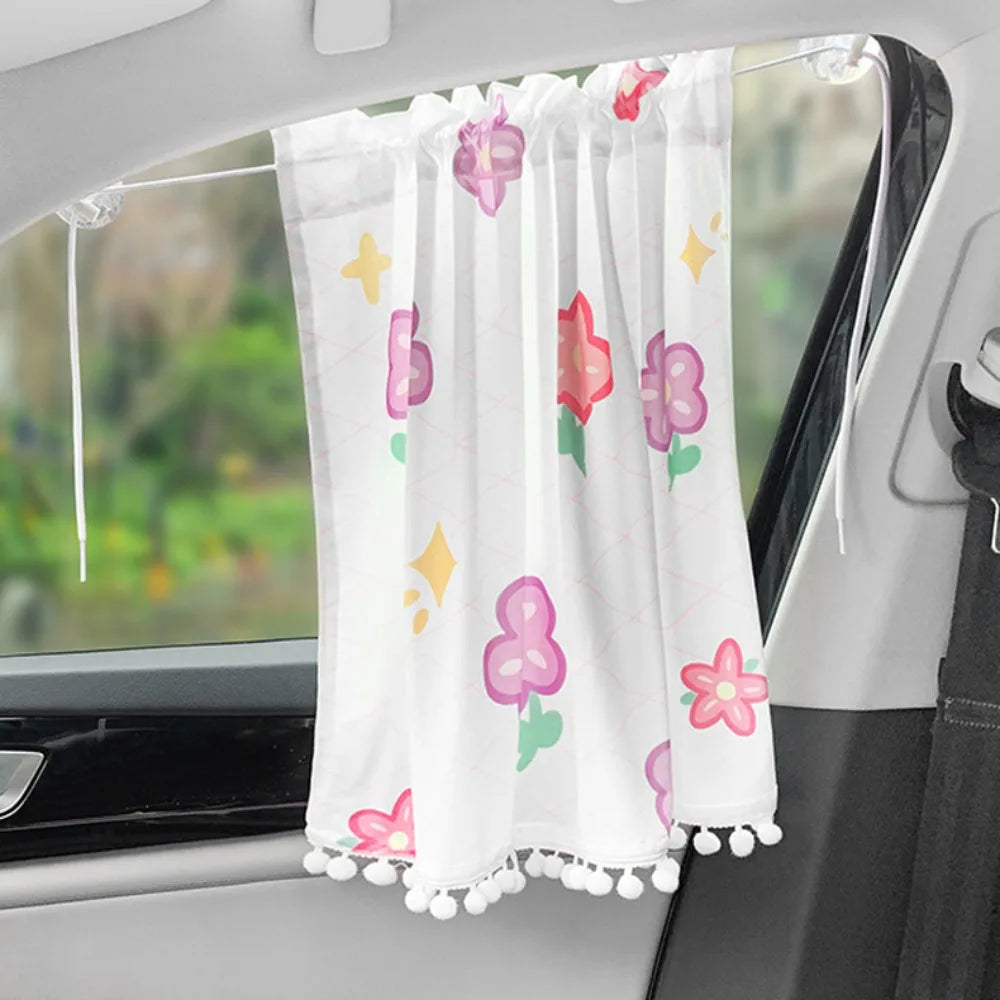 Flower Cartoon Car Curtain Suction Cup Panda Sunshade Sunscreen Zpaxo