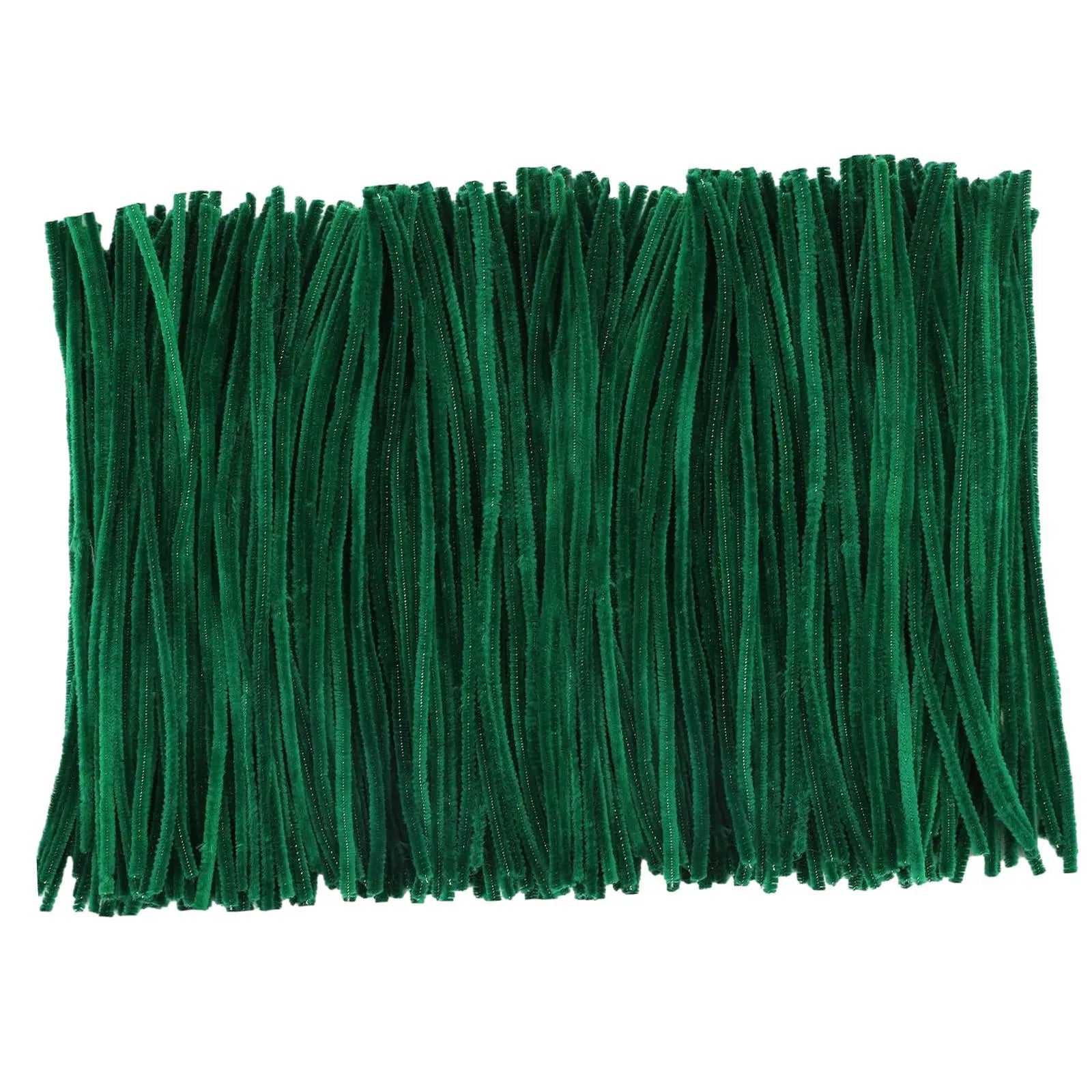 100Pcs Plush Chenille Stems 6mm x 12inch Flexible Pipe Cleaners Kids Educational Toy for Art Projects Decorations DIY Crafts Zpaxo green