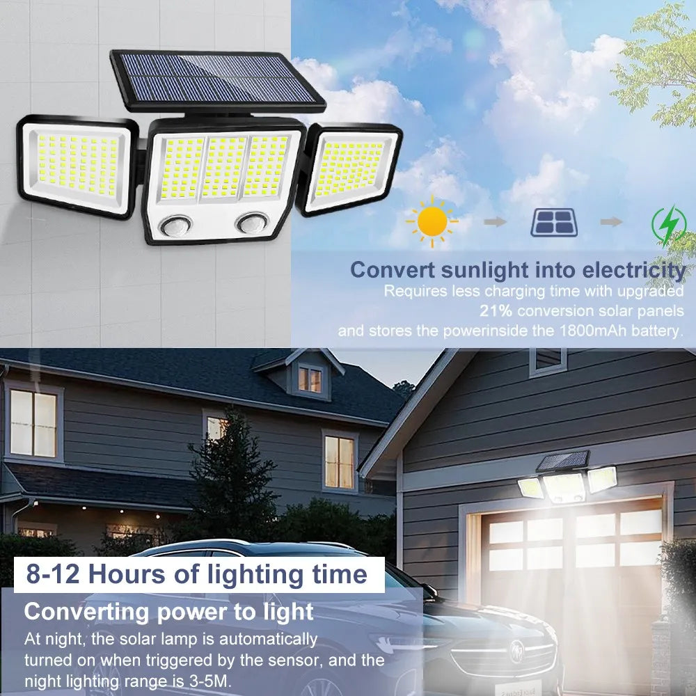 236/366LED Solar Motion Sensor Lights Outdoor Waterproof Solar Floodlight Wall Light 3 Mode Solar Security Lights Garden Yard P Zpaxo